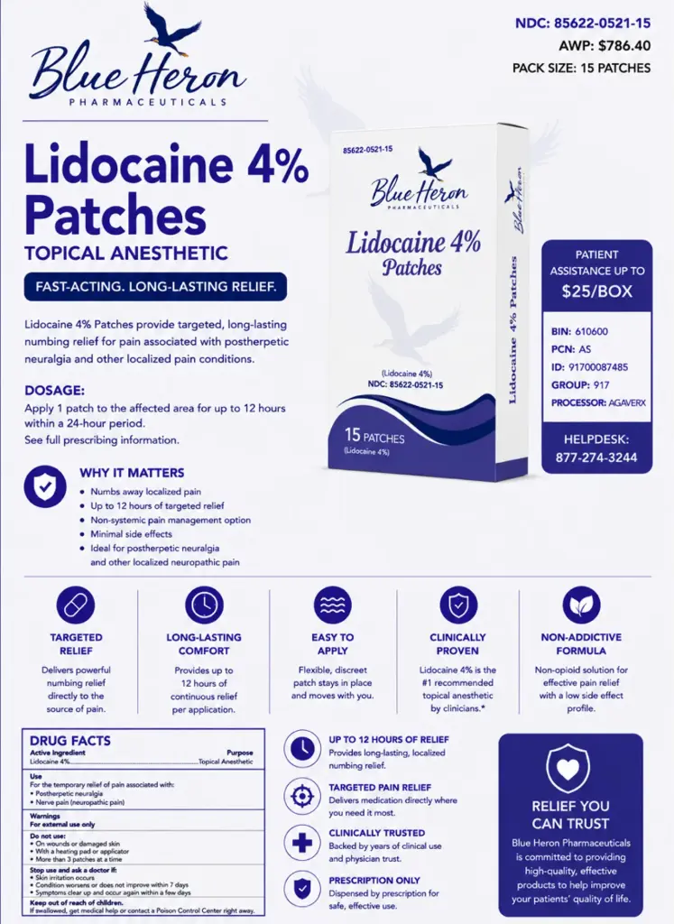 Lidocaine 4% Patches 15BX Topical anesthetic patch