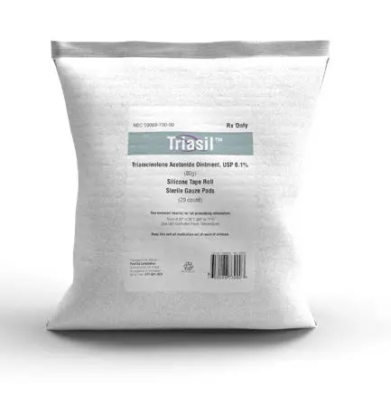 Triasil Triamcinolone 0.1% Ointment, Silicone Tape Roll, and Gause Pads Kit 