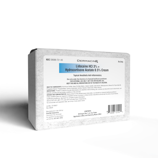 [200155] Lidocaine 3% with Hydrocortisone 0.5% Cream 20 Single-Use 7g Tubes, Applicators and Cleansing wipes