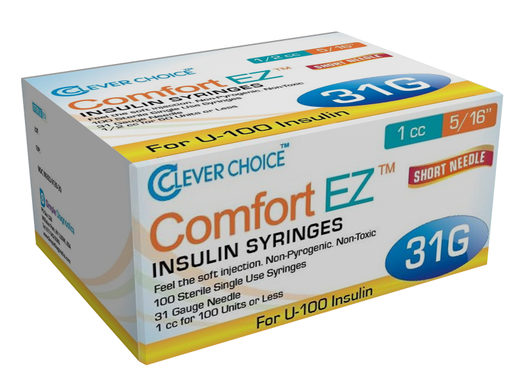 [200241] Clever Choice Comfort EZ Insulin Syringes 31 G 1 cc 5/16 in. (8mm) 100BX