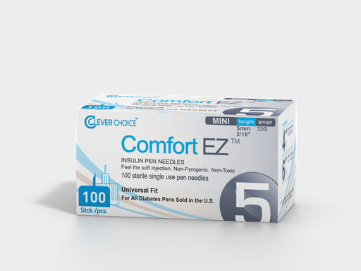 [200255] Clever Choice Comfort EZ Insulin Pen Needles 33 G 3/16 in. (5mm) 100BX