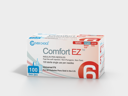 [200256] Clever Choice Comfort EZ Insulin Pen Needles 33 G 1/4 in. (6mm) 100BX