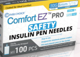 [200264] Clever Choice Comfort EZ PRO SAFETY Insulin Pen Needles 30 G 5/16 in. (8mm) 100BX