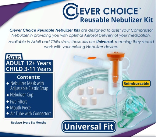 [200291] Clever Choice Reusable Nebulizer Kit Adults 12+ Years