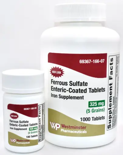 [200645] Ferrous Sulfate Enteric-Coated Tablets 325mg Iron 1000CT 